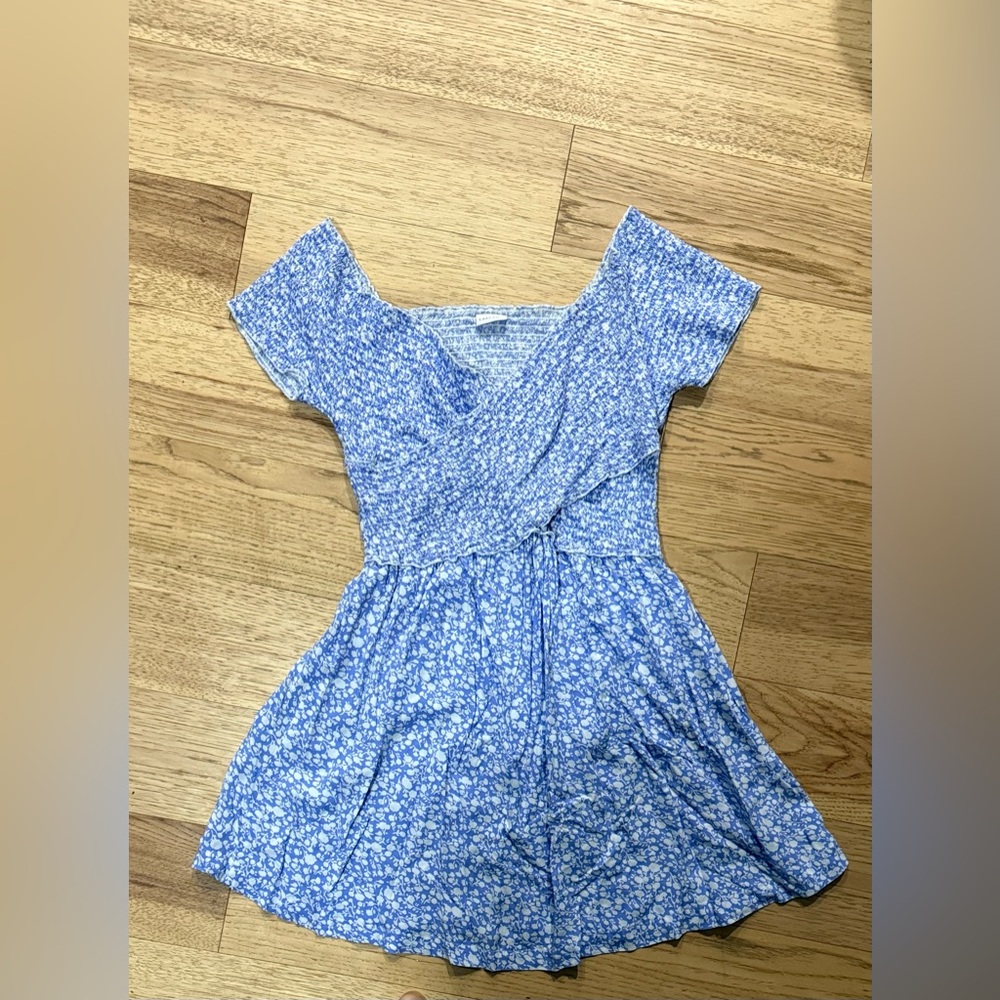 Blue Floral Wrap Dress